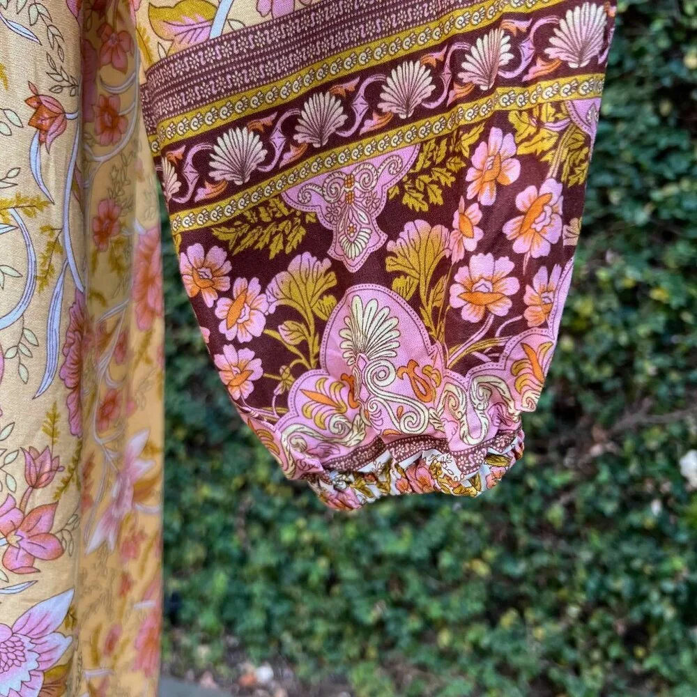 R.Vivimos Women Long Sleeve Floral V Neck Tassel Boho Festival Dress M, Sz 8, 10 - Picture 7 of 13